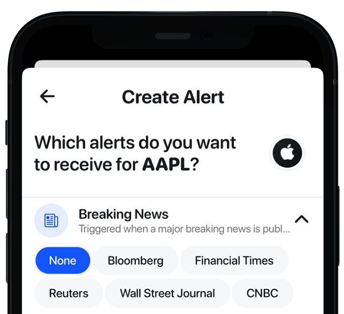 Select the stock for which you want to receive breaking news