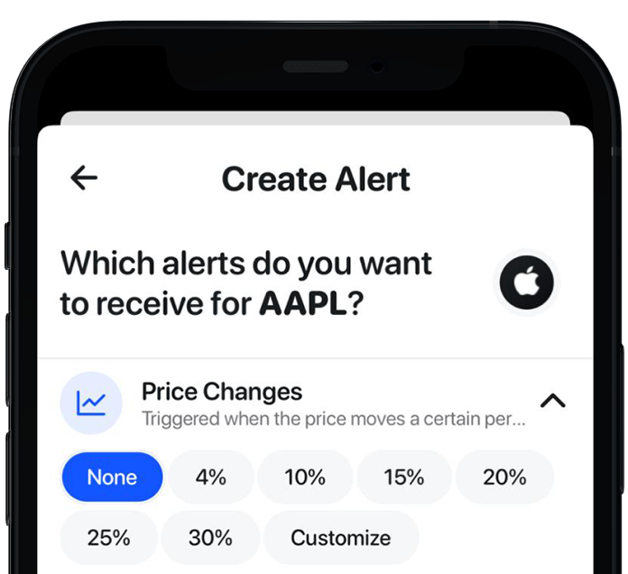 Select the stock for which you want to receive price alerts