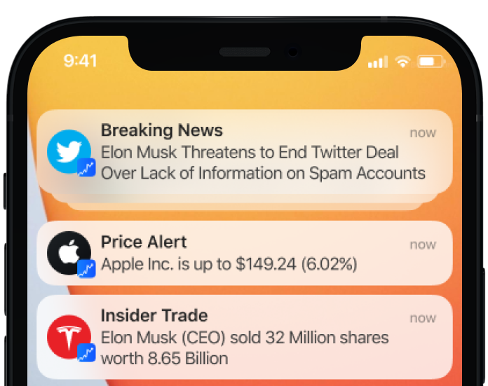 Insider Trades alert iOS and Android notification app